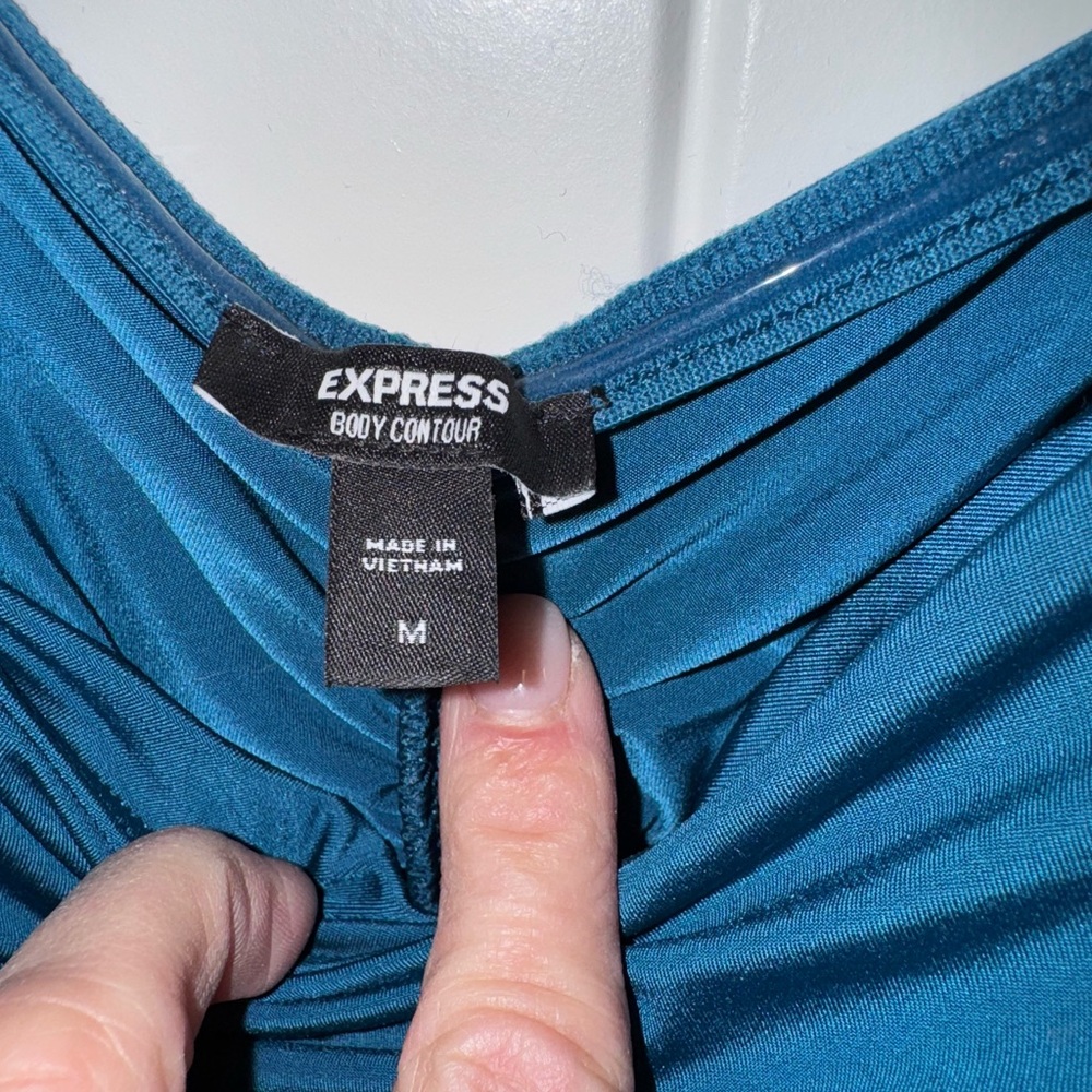 Express Deep Blue Body Contour Bodysuit Top